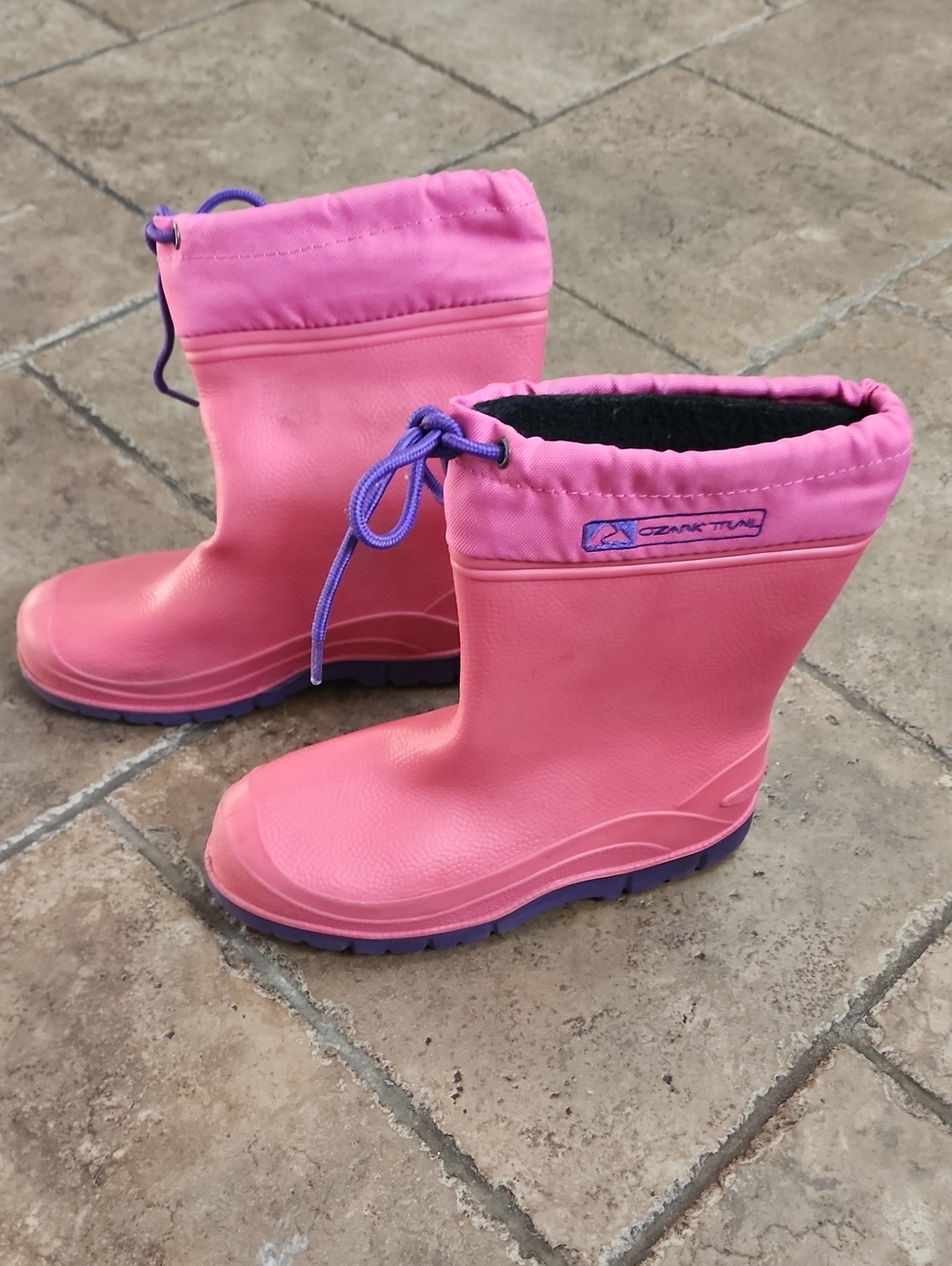 Ozark Trail Girls Pink Waterproof Snow Rain Boots Removable Liner Size 1